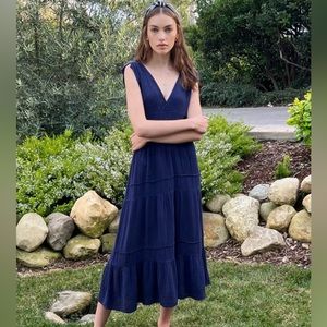 Felicite navy smocked dress XS